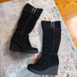 Vintage Y2K black Juicy Couture leather heeled boots